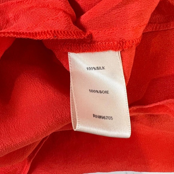 Rebecca Taylor Fit & Flare Dress Women's Orange Button Ruffle Sleeve Pullover - Picture 9 of 14